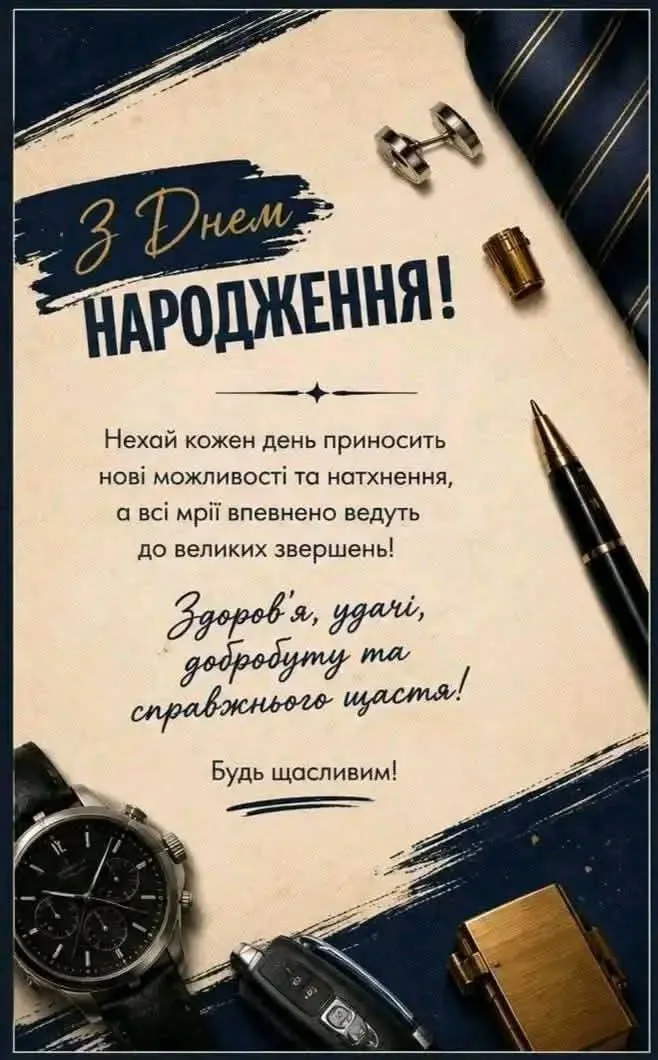Стильна листівка з днем народження чоловікові - з найкращими побажаннями, для тих, кого хочеться порадувати Стильна листівка з днем народження чоловікові - з найкращими побажаннями, для тих, кого хочеться порадувати